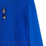 Women's Pleated Long Sleeve Round Neck Top Blouse