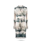 Women's Wrap Shirt Dress with Long Sleeve with Waist Belt