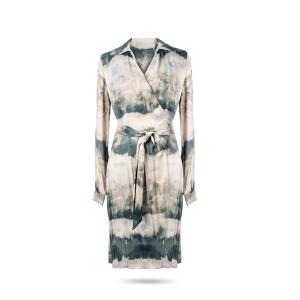 Women's Wrap Shirt Dress with Long Sleeve with Waist Belt