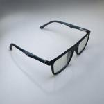 Satin Navy Blue Rectangular Eyeglasses with Textured Arms