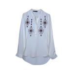 Women's Embroidered Boho Long Sleeve Blouse