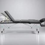 Folding Massage Table - 2-Zone Metal Portable Table for Physiotherapy - Black