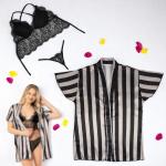 VIP Lingerie Set with Striped Robe