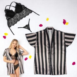 VIP Lingerie Set with Striped Robe