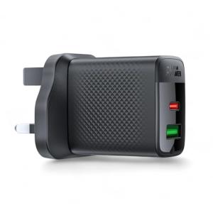 شاحن A99 PD30W GaN فائق السرعة - مزدوج المنافذ (USB-C + USB-A) قابس بريطاني (UK)