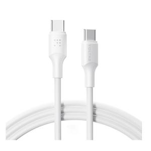 فولتمي كابل باورلينك EDC - 2 متر USB-C إلى USB-C (شحن سريع 60 واط، 3 أمبير، مضفر متين - أبيض)