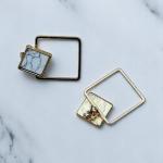 Marbled Square Drop Earrings