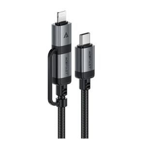 ايس فاست كابل شحن  C20-01 ثنائي الوصلات (USB-C/USB-C & Lightning) وصلات من سبائك الألمنيوم عالية الجودة