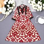 Rose LIne Printed Dress with Black Lace Detailing