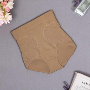 Women's High-Waisted Tummy Control Brief with  Floral Lace Panels