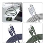 كابل Voltme Powerlink Rugg المزدوج من النايلون - Type C إلى Lightning - 3A / 1.2M - موصل من سبائك الزنك - رمادي
