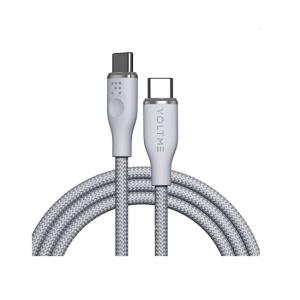 كابل فولت مي باورلينك رج – USB-C إلى USB-C، شحن سريع 60 واط، 3 أمبير، 1 متر، نايلون مضفر مزدوج، رمادي