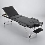 Folding Massage Table - 2-Zone Metal Portable Table for Physiotherapy - Black