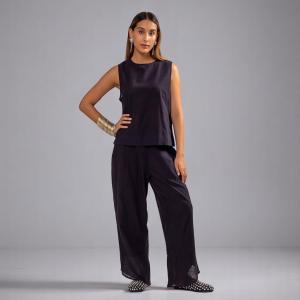 LABEL Women Linen Sleeveless Top and Pant Set