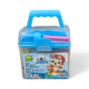 Kids Play Dough Kit – 12 Colors with Cartoon Monkey Design in Transparent Blue Handle Box