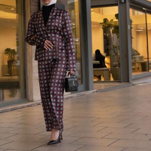 Women's Tile Print Satin Blazer & Pants Set