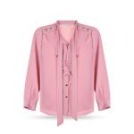 Women's Ruffle Front Blouse Long Sleeve and Neck Tie