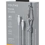 كابل Voltme Powerlink Rugg المزدوج من النايلون - Type C إلى Lightning - 3A / 1.2M - موصل من سبائك الزنك - رمادي