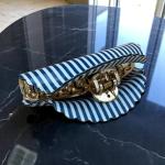 Nautical Stripe Shell Hair Claw with Scallop Edge & Gold Hardware