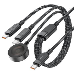 ايس فاست كابل شحن C6-11 ثلاثي الوظائف USB-C بقوة 100 واط سريع عملي وخالي من التشابك
