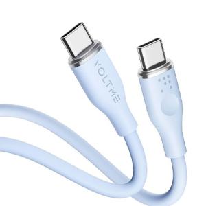 كابل فولت مي باورلينك موس – USB-C إلى USB-C، شحن سريع 60 واط، 1 متر، سيليكون ناعم، أزرق