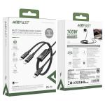 AceFast C5-11 USB-C 2-in-1 100W intelligent balance aluminum alloy connectors charging data cable