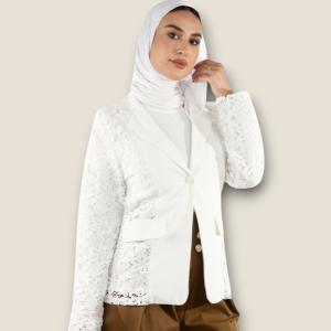 Ladies' White Lace Blazer Jacket