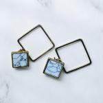Marbled Square Drop Earrings