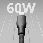 كابل فولت مي باور لينك روج مزدوج النايلون USB A إلى Lightning، قدرة 3 أمبير / بطول 1.2 متر، موصل من سبائك الزنك - أسود.