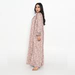 Royal Plum Paisley Embroidered Abaya with Contrast Piping & Crystal-Stitched Cuffs