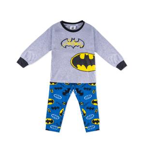 Batman Kids Pajama Set  Long Sleeve Top with Bold Yellow Bat-Signal Logo and Matching All-Over Print Pants.