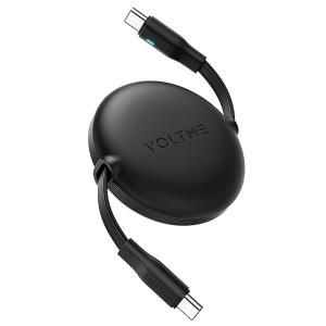 كابل فولت مي باورلينك يويو – USB-C إلى USB-C، قابل للسحب مزدوج الاتجاه، 3 أمبير، 1 متر – أسود