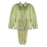 Womwn Zigzag Textured Zippered Furry Winter Pajama Set