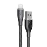 كابل فولت مي باور لينك روج مزدوج النايلون USB A إلى Lightning، قدرة 3 أمبير / بطول 1.2 متر، موصل من سبائك الزنك - أسود.