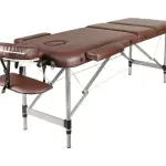 Folding Massage Table - 2-Zone Metal Portable Table for Physiotherapy - Brown