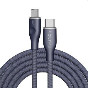 كابل فولت مي باورلينك رج – USB-C إلى USB-C، شحن سريع 60 واط، 3 أمبير، 1 متر، نايلون مضفر مزدوج، أزرق