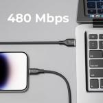 كابل فولت مي باور لينك روج مزدوج النايلون USB A إلى Lightning، قدرة 3 أمبير / بطول 1.2 متر، موصل من سبائك الزنك - أسود.