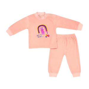 Girls Long Sleeve Velvet Pyjama 2pcs Set - Rainbow Print