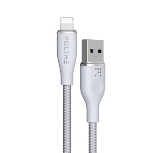 كابل فولت مي باورلينك روج – نايلون مزدوج، USB-A إلى Lightning، 3A / 1.2M موصلات من سبائك الزنك – رمادي