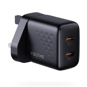 فولتمي شاحن الحائط Voltme Revo 20 بقوة 20 واط بمنفذين – أسود