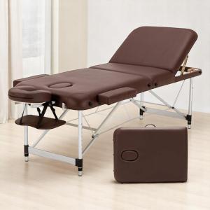 Folding Massage Table - 2-Zone Metal Portable Table for Physiotherapy - Brown