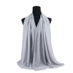 Cotton and Polyester Scarf with Fine Stitch Edges - Grey