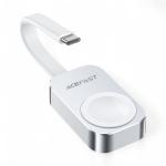 ايس فاست شاحن مغناطيسي  لساعة iWatch 5 وات، مع كابل Type-C، محمول -  (E21) - فضي