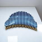 Nautical Stripe Shell Hair Claw with Scallop Edge & Gold Hardware