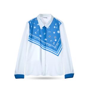 Women's Button-Down Shirt for Women Printed Panel
