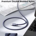 كابل فولت مي باورلينك رج – USB-C إلى USB-C، شحن سريع 100 واط، 5 أمبير، طول 1.8 متر، نايلون مضفر مزدوج، شريحة E-Marker – أزرق