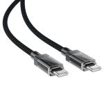 كابل شحن ونقل بيانات AceFast C12-03 USB-C إلى USB-C – تصميم شفاف وهيكل من الستانلس ستيل