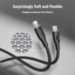 Voltme Powerlink Moss Liquid Silicon Cable Type C to Lightning 3A / 1.2M Zinc- Alloy Connector Black