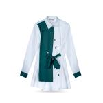 Women's Colorblock Ring-Belt Shirt Dress