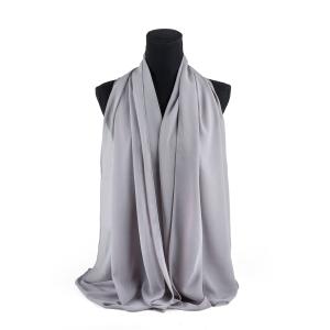 Cotton and Polyester Scarf with Fine Stitch Edges - Light Grey